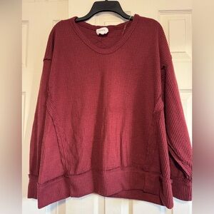 ANDREE BY UNIT Maroon Textured Knit Sweater size large EXC